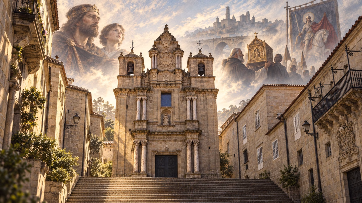 Recreación de la figura de Carriarico y la iglesia de Sta. María Nai
