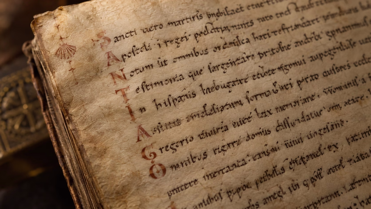 Manuscrito medieval con acróstico de Santiago